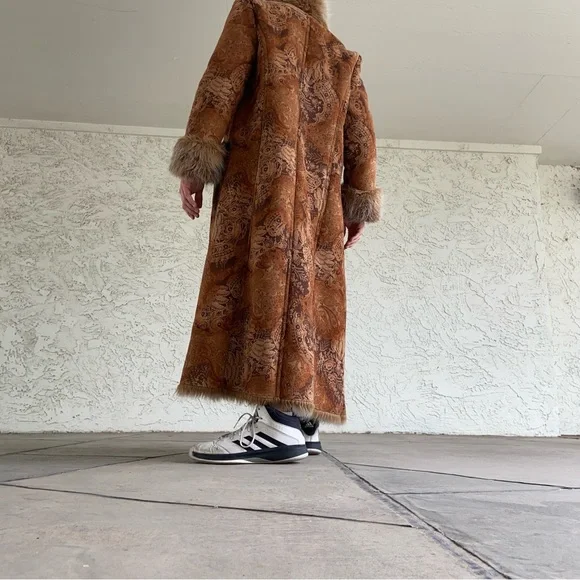 Rare Vintage PENNY LANE long Paisley floral 70’s boho look faux fur grail coat - Picture 3 of 6